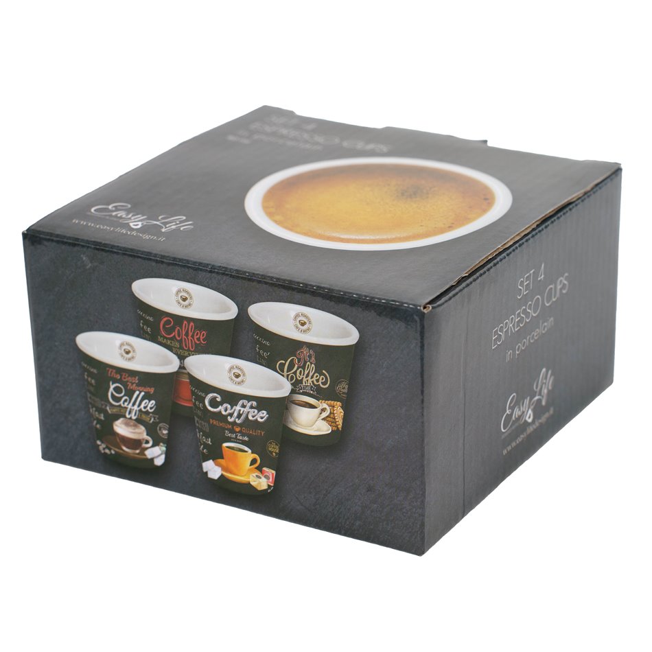Espresso cups It's Coffee Time, 100ml, H6.5cm, D6.5cm, set of 4 pcs.
