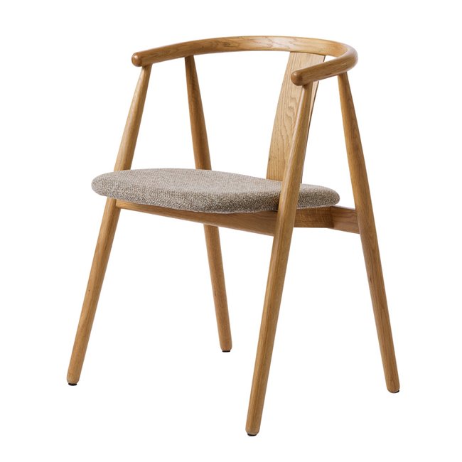 Armchair Nolio 36, oak wood, taupe/natural, H76.6x52x59cm