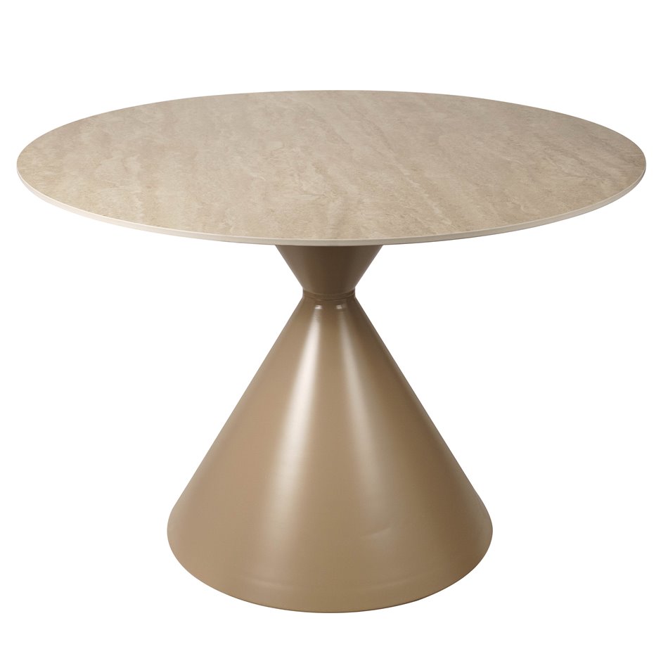 Round dining table Tiriolo, sintered stone/metal, D110cm H76.5cm