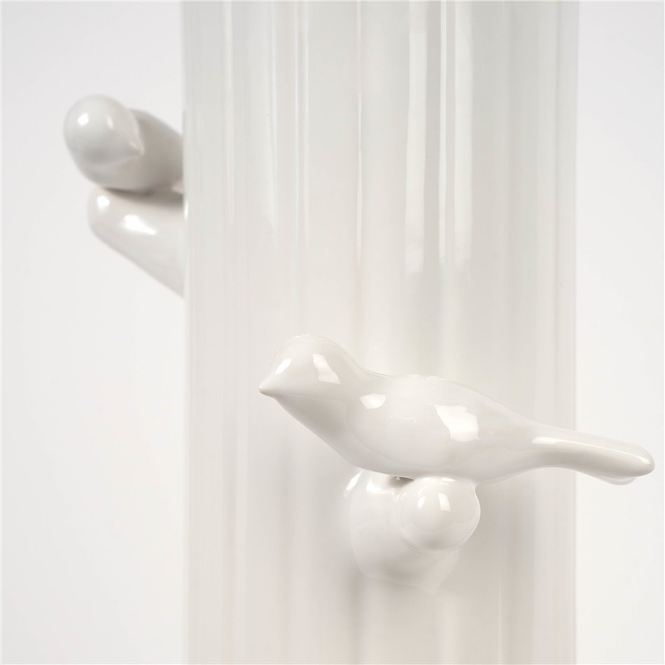 Vase Birds on bark XL, white, H43.5x12.5x12.5cm