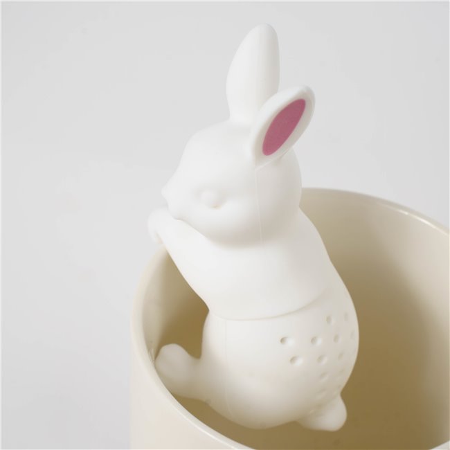 Tea infuser Bunny, white/pink, silicone, H9x4.5x5cm
