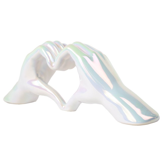 Deco figurine Heart, ceramics, white, H11x7x31cm