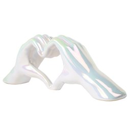 Deco figurine Heart, ceramics, white, H11x7x31cm