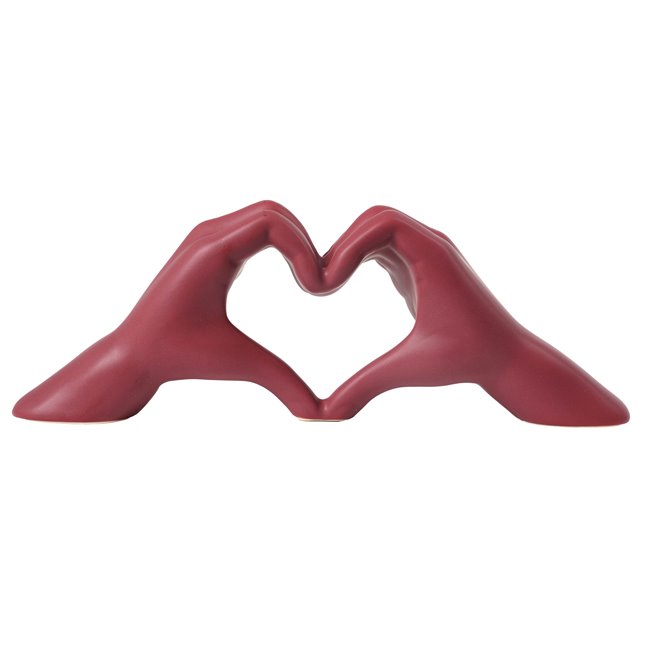 Deco figurine Heart, ceramics, dark red, H11x7x31cm