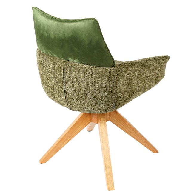 Dining chair Fango 37, rotatable 360 degrees, green/natural, H89x63.5x55cm, seat height 49cm