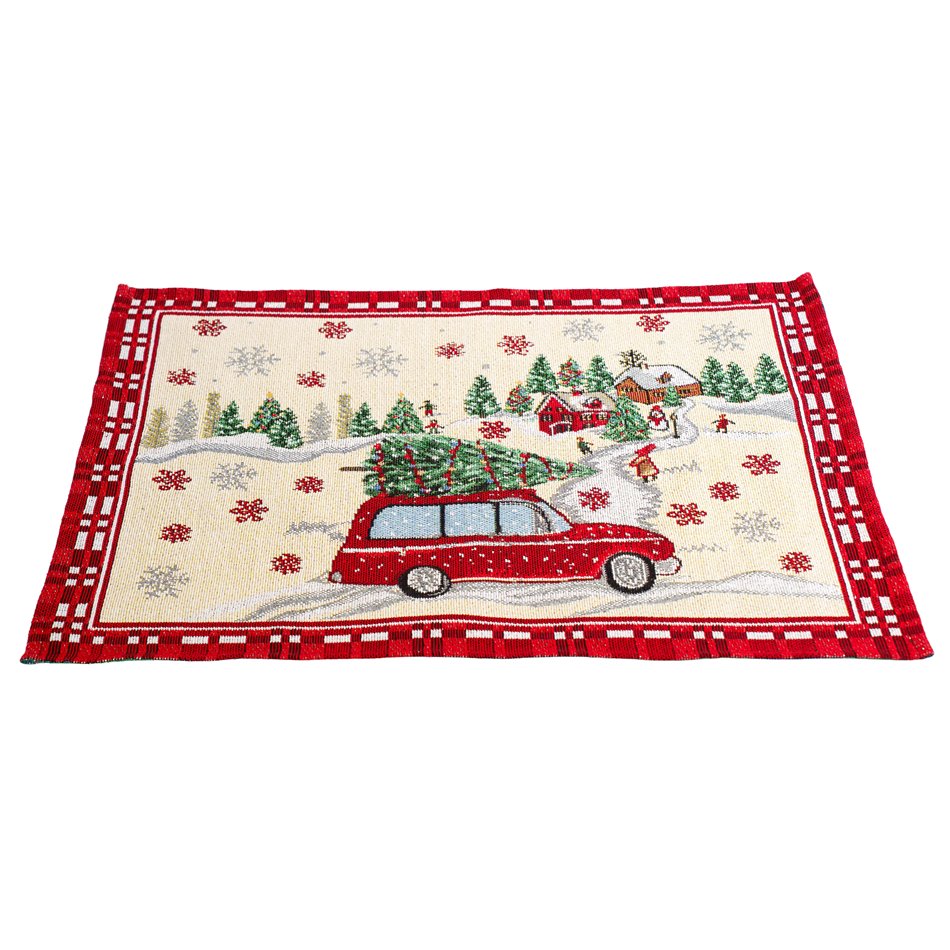 Салфетка под приборы Christmas car deco, бежевый/красный, 48x33cm