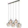 Pendant lamp Rikardo smoky/black, H65-180x140x30cm, E27x5 40W(MAX)