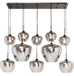 Pendant lamp Rikardo10, smoky/black, H100-190x150x60cm, E27x10 40W(MAX)