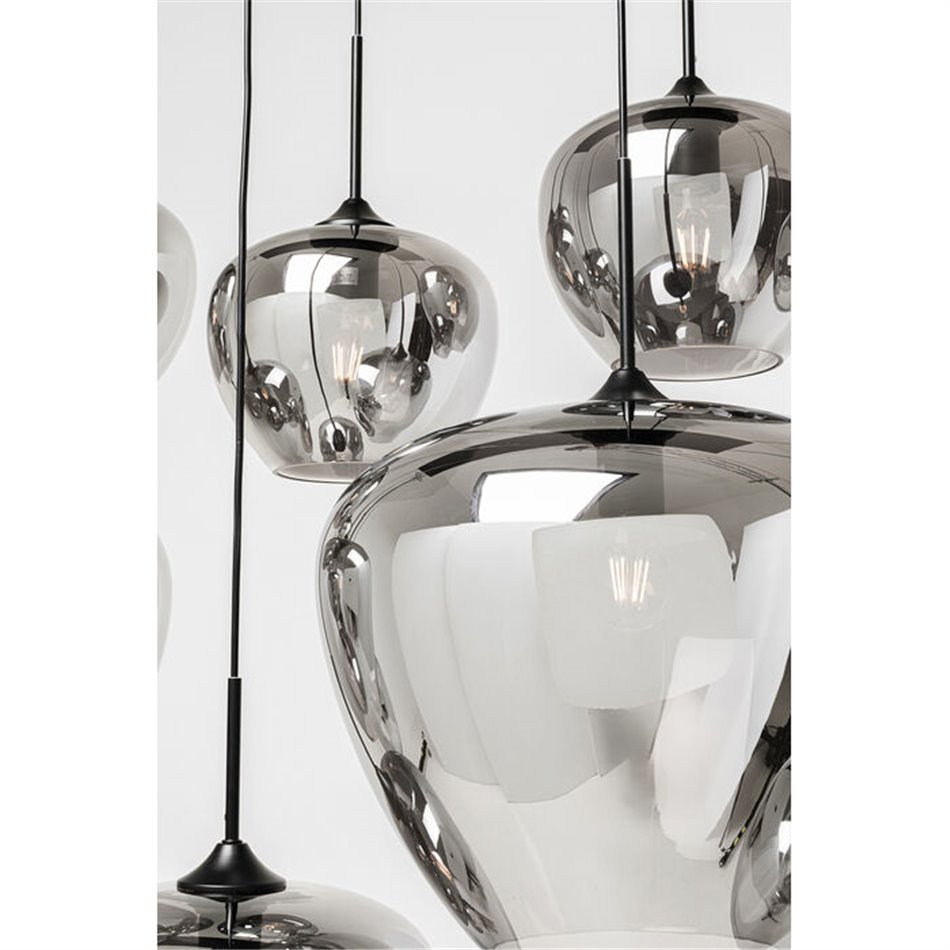 Pendant lamp Rikardo10, smoky/black, H100-190x150x60cm, E27x10 40W(MAX)