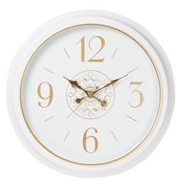 Wall clock Zaton, white/gold color, D60x5.8cm