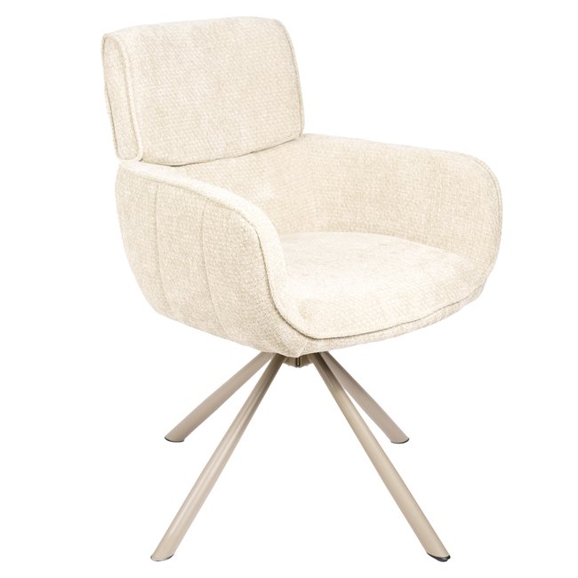 Dinning chair Lappi, rotatable 180 degrees, taupe/ivory, H86x65x61cm, seat height 50.5cm 