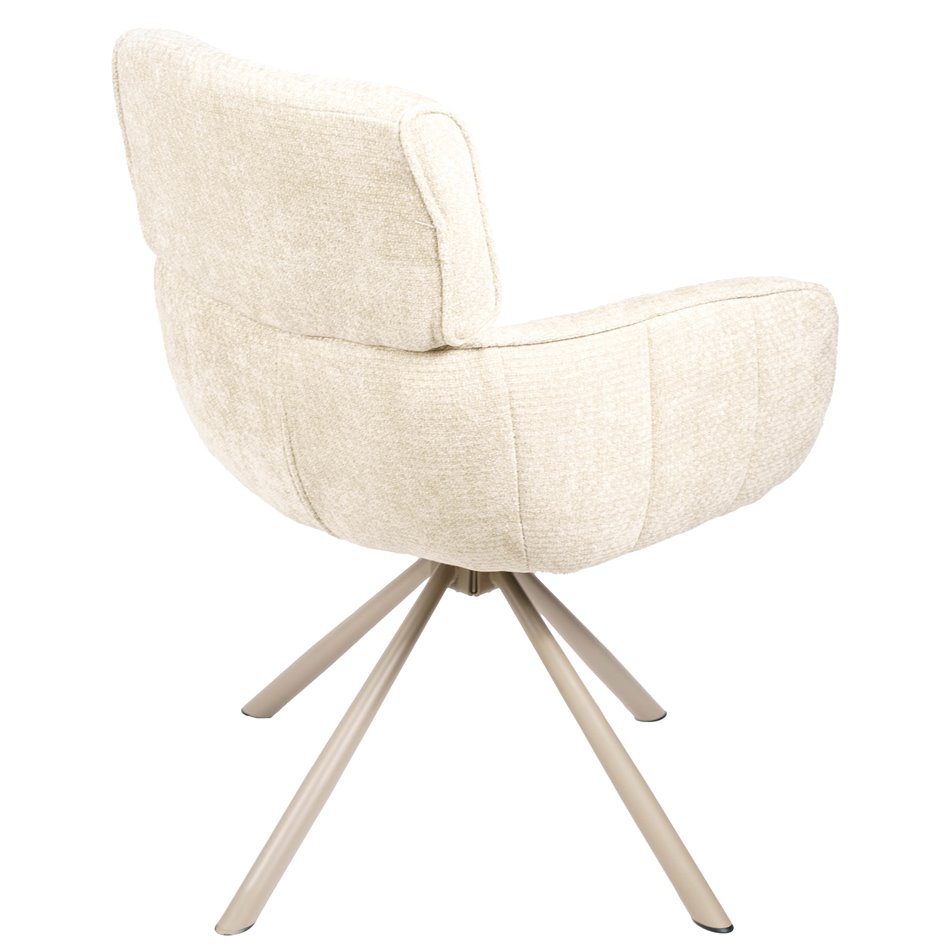 Dinning chair Lappi, rotatable 180 degrees, taupe/ivory, H86x65x61cm, seat height 50.5cm 