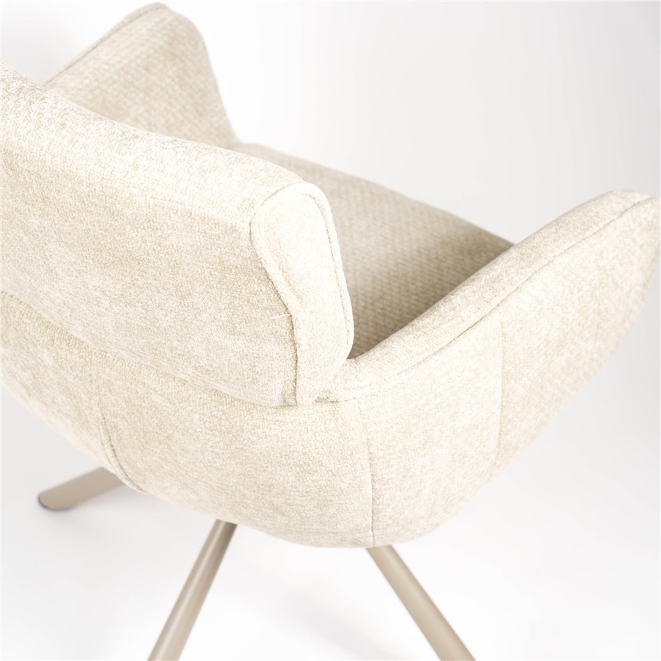 Dinning chair Lappi, rotatable 180 degrees, taupe/ivory, H86x65x61cm, seat height 50.5cm 