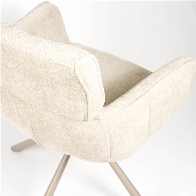 Dinning chair Lappi, rotatable 180 degrees, taupe/ivory, H86x65x61cm, seat height 50.5cm 