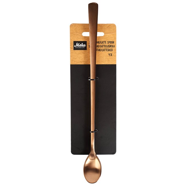 Smoothie spoon stainless steel, rose gold color, 4 pcs., 26.5x2.5x0.9cm