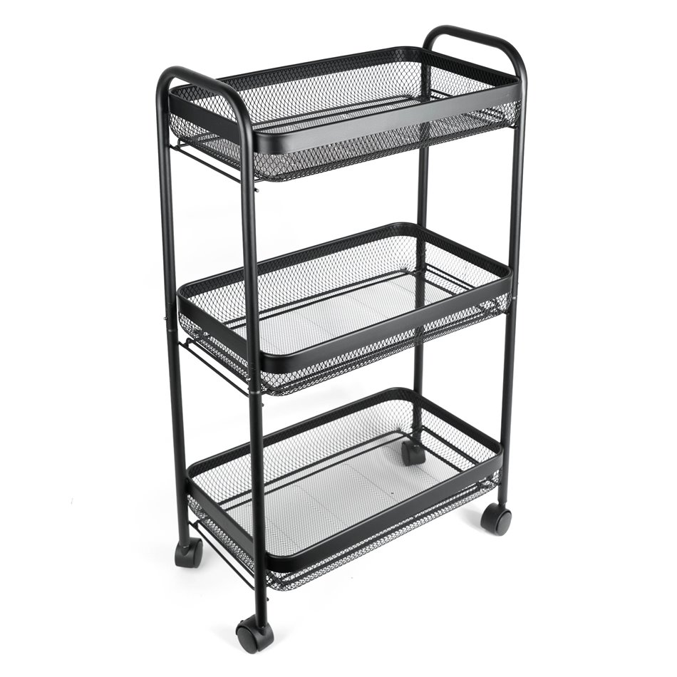 Metal trolley Mayaj, black, H79x45x23cm