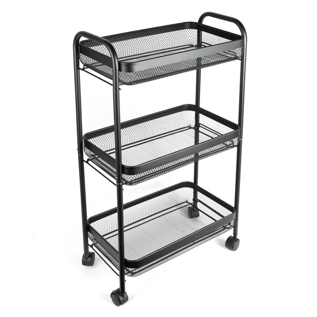 Metal trolley Mayaj, black, H79x45x23cm