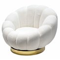 Swivel leisure chair Valdo, white/gold color, rotatable 360 degrees, H75x101x99cm, seat height 40cm
