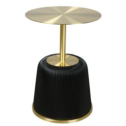 Side table Jade, black/gold color, PU/metal, D40cm H55cm