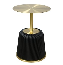 Side table Jade, black/gold color, PU/metal, D40cm H55cm