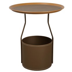 Side table Jakko, brown, iron/PU, D48cm H53cm