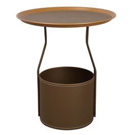 Side table Jakko, brown, iron/PU, D48cm H53cm