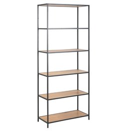 Книжная полка Seaford, натуральный/черный, МДФ/сталь, H185x35x77см