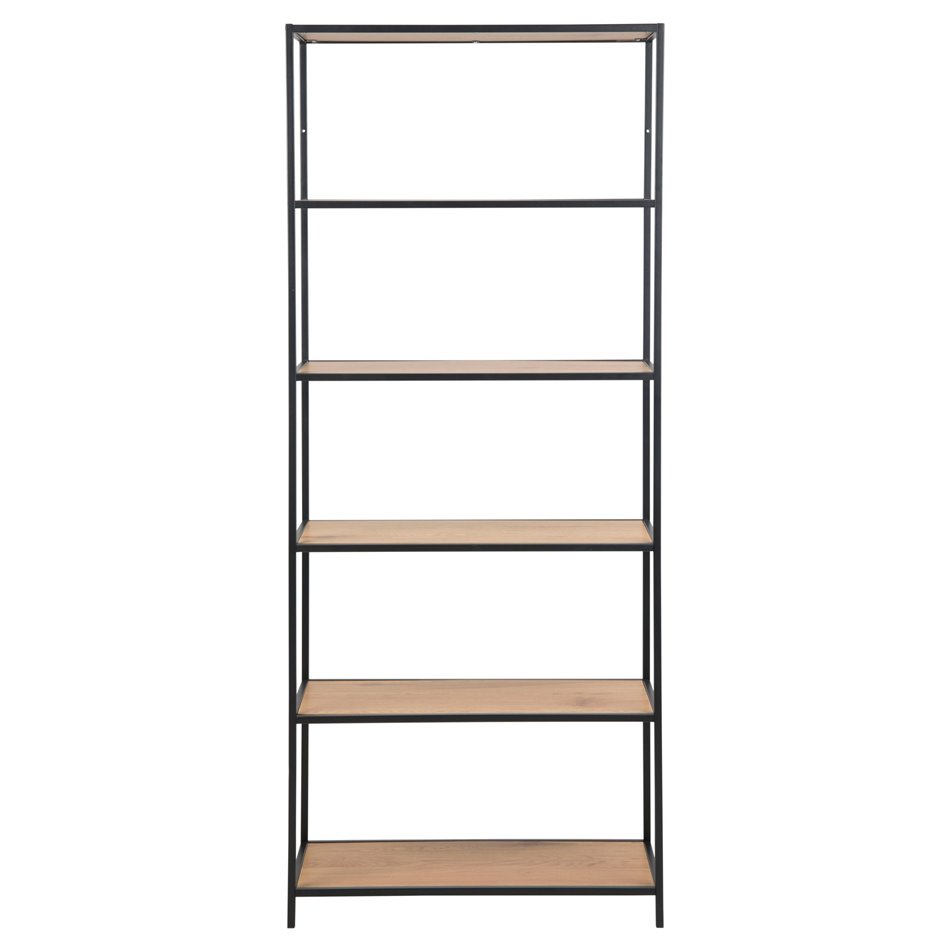 Книжная полка Seaford, натуральный/черный, МДФ/сталь, H185x35x77см
