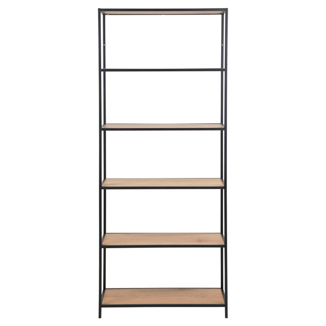 Книжная полка Seaford, натуральный/черный, МДФ/сталь, H185x35x77см