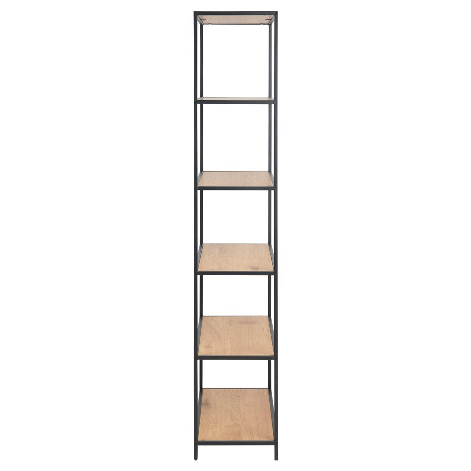 Книжная полка Seaford, натуральный/черный, МДФ/сталь, H185x35x77см