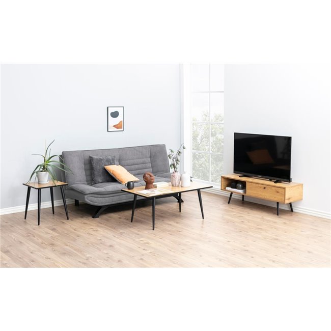 Sofa bed Akit, extendable, light gray, H91x98x196cm, seat height 39cm