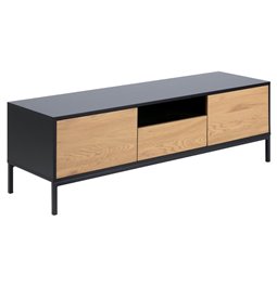 TV table Seaford, natural/black, MDF/steel, H45x40x140cm