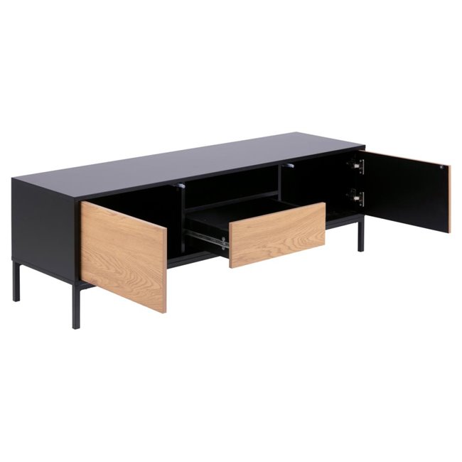 TV table Seaford, natural/black, MDF/steel, H45x40x140cm