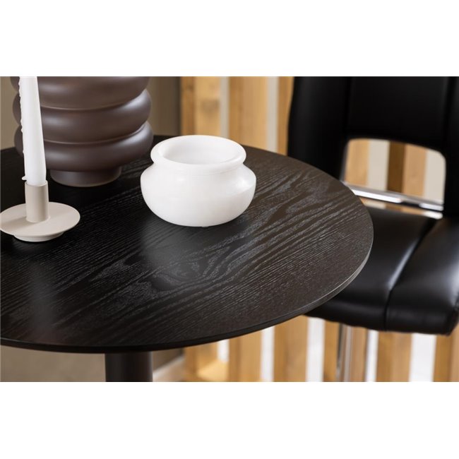 Bar table Abiza, black, lacquered ash veneer, H105cm D60cm