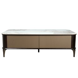 Coffee table Sarenno, sintered stone/MDF/ash veneer/metal, 130x70cm H40cm
