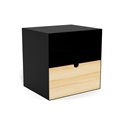 Bedside table Aliet, black, steel/lacquered bamboo, H30x25x30cm