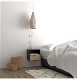 Bedside table Aliet, black, steel/lacquered bamboo, H30x25x30cm