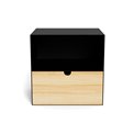 Bedside table Aliet, black, steel/lacquered bamboo, H30x25x30cm