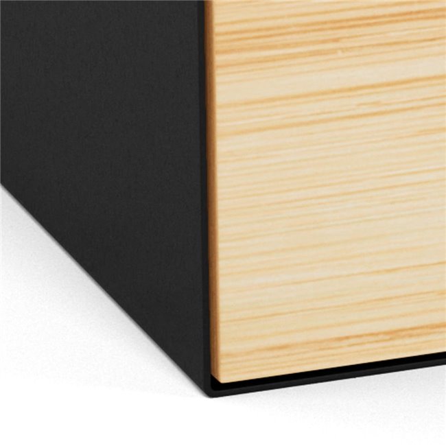 Bedside table Aliet, black, steel/lacquered bamboo, H30x25x30cm