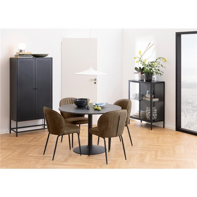 Dining table Abiza, black, steel/MDF, H74cm D50cm