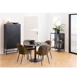 Dining table Abiza, black, steel/MDF, H74cm D50cm