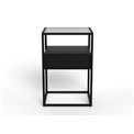 Bedside table Andolf, black, tempered glass/steel, H60x35x40cm