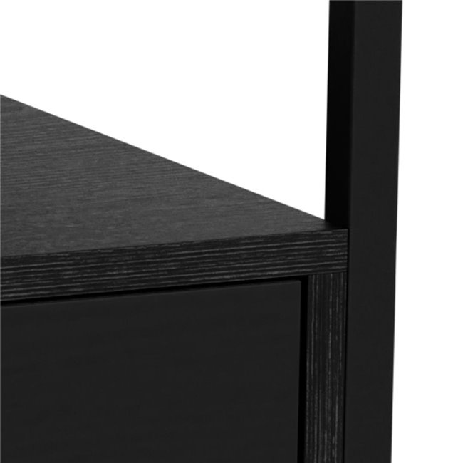 Bedside table Andolf, black, tempered glass/steel, H60x35x40cm