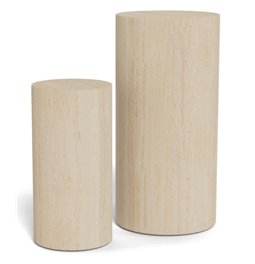 Pedestal set Aice, beige marble, MDF/paper travertine, H70cm D34cm