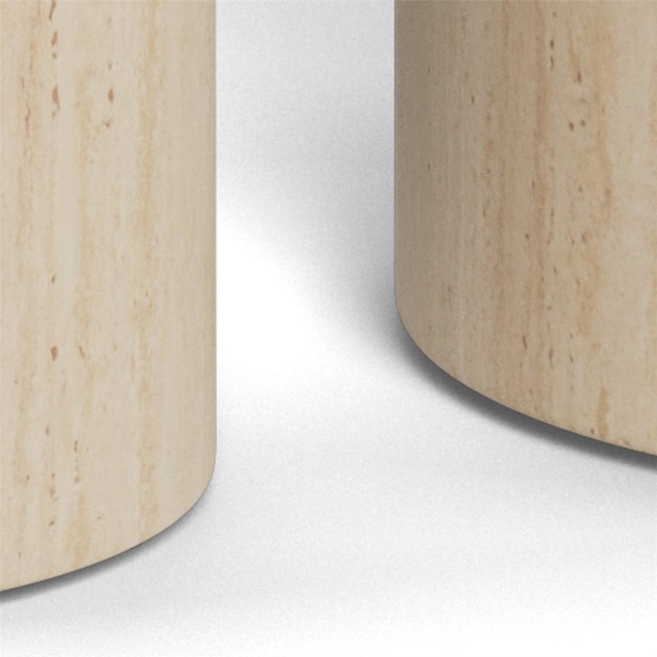 Pedestal set Aice, beige marble, MDF/paper travertine, H70cm D34cm