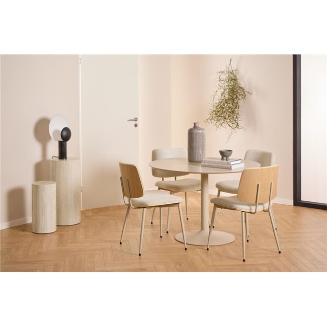 Pedestal set Aice, beige marble, MDF/paper travertine, H70cm D34cm