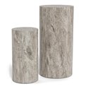 Pedestal set Aice, grey marble, MDF/paper travertine, H70cm D34cm