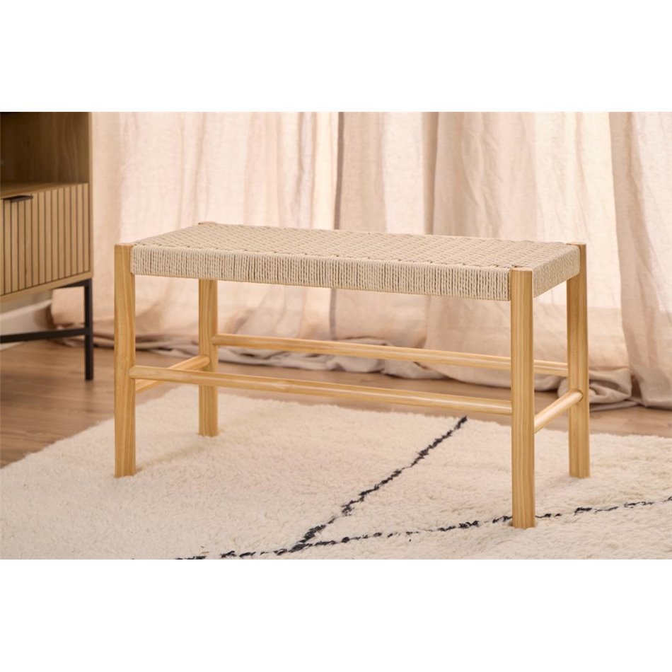 Скамейка Аквин, дерево/лакированная сосна/веревка, H45x35x80см