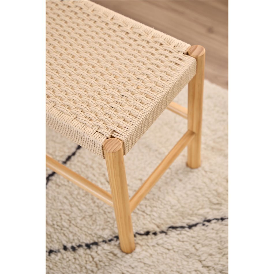 Скамейка Аквин, дерево/лакированная сосна/веревка, H45x35x80см