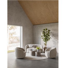 Sofa 3-seater Akodi, beige, polyester/plywood, H76x86x169cm, seat height 44cm